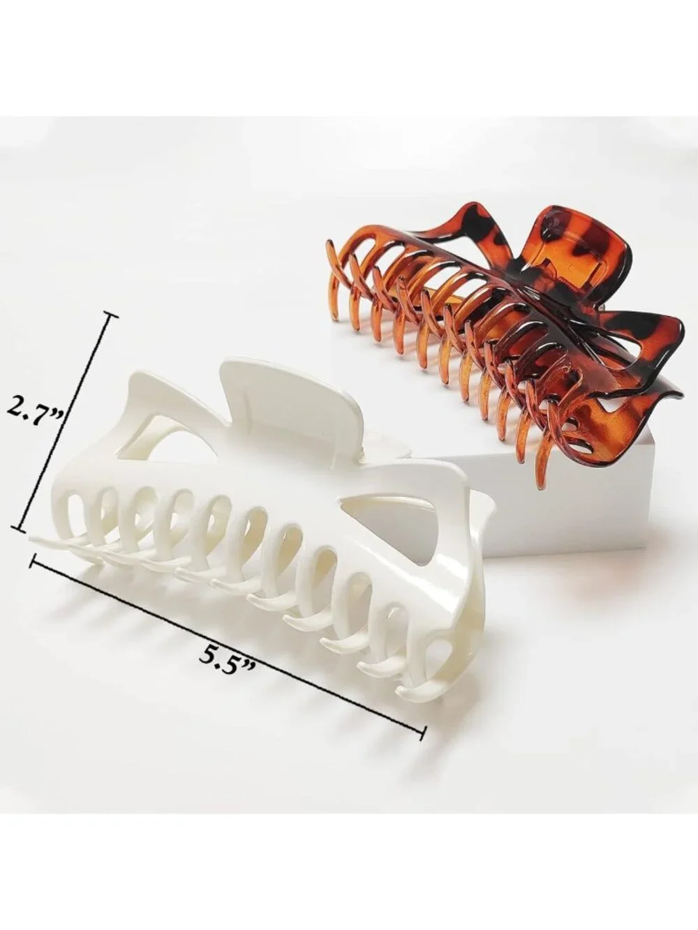 Large 5.5” Hair Claw Clips for Thick Hair - 4 Pack, Strong Hold, Shiny Finish